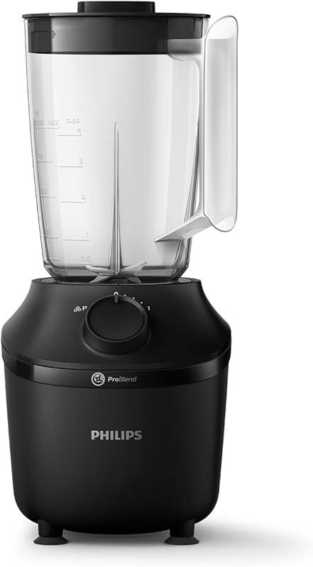Philips Blender mixeur Série 3000 - Technologie ProBlend, Glace pilée en 45s, Moteur 450W, Bol 1,9L, Lames inox durables, inclus Gourde nomade, Nettoyage facile, noir (HR2041/41)
