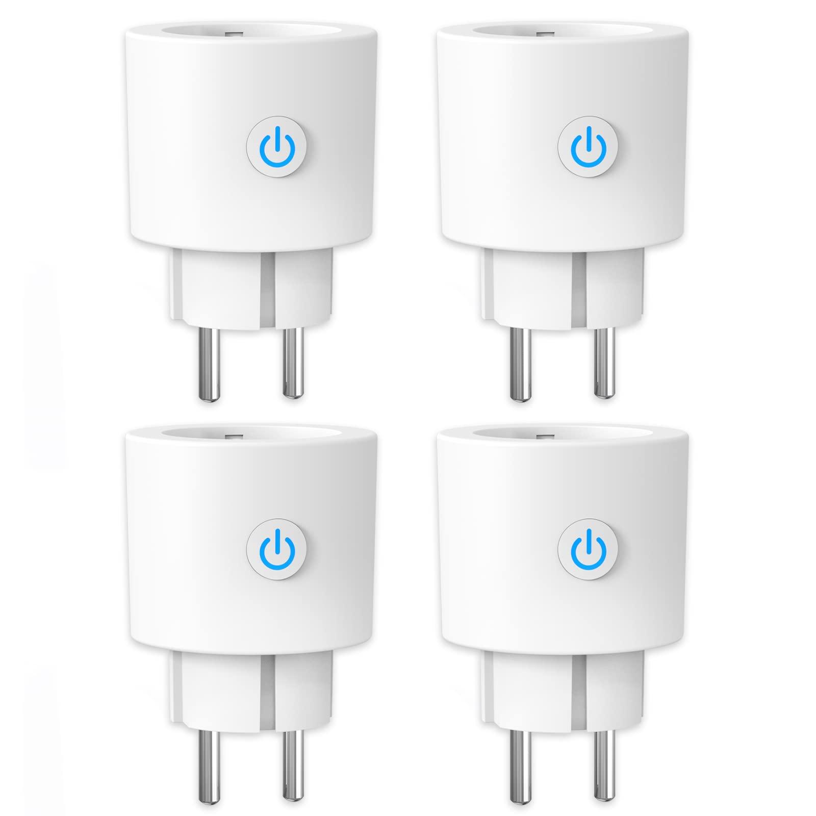 ANTELA Prise Connectée WiFi 16A 3680W Mesure de Consommation Électrique, Prise Intelligente compatible avec Alexa/Google Home, APP Contrôle, Horaires et Minuterie 4PCs Nouvelle version