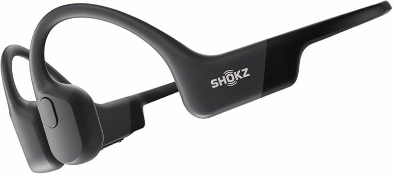 SHOKZ OpenRun Casque à Conduction osseuse, écouteurs Bluetooth Oreilles Libres pour Le Sport avec Micro, Casque sans Fil étanche IP67, 8 Heures d'autonomie, USB-C, Bandeau de Sport, Noir