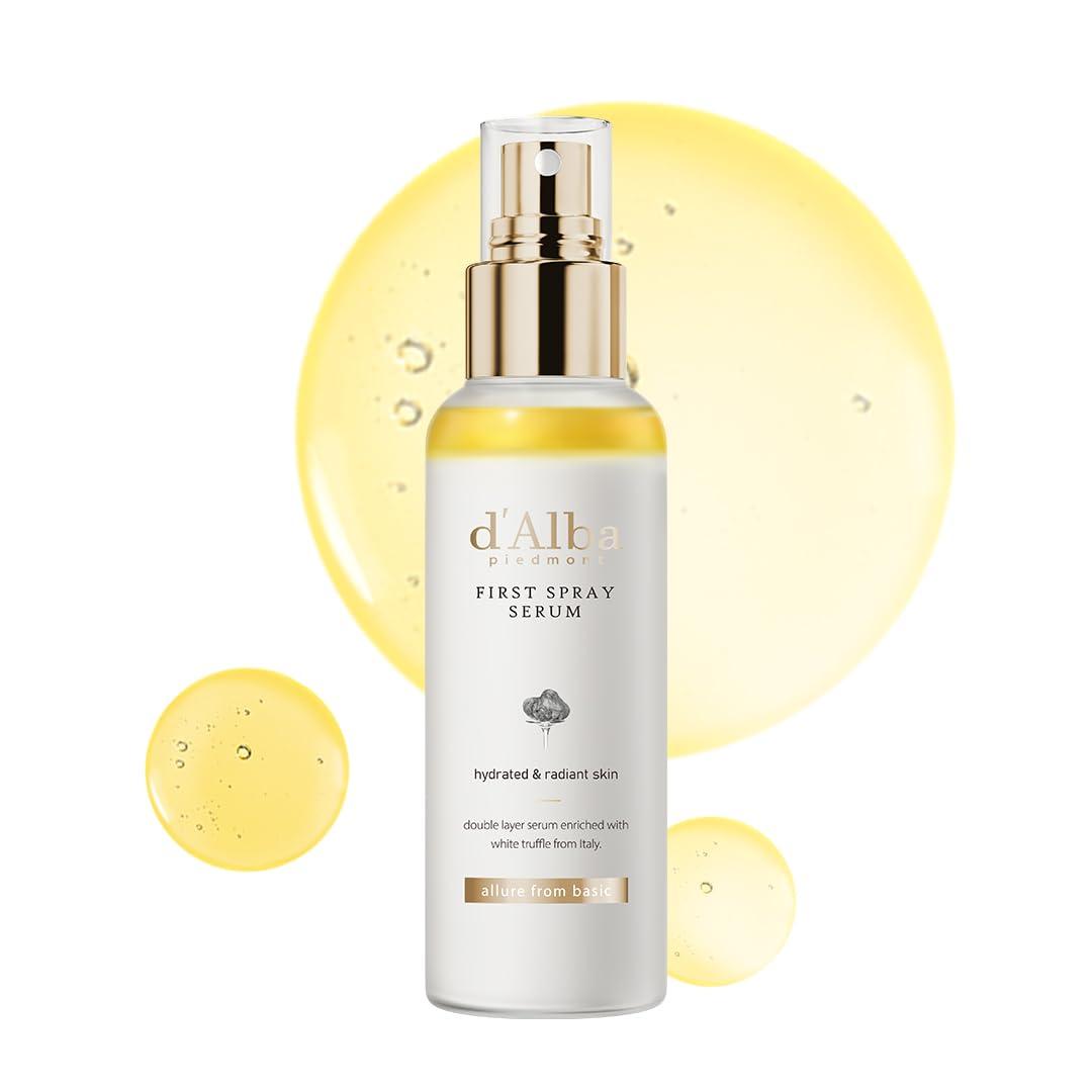 d'Alba First Spray Serum Sérum en Spray à la Truffe Blanche Italienne, Soin Végétalien, Brume Hydratante pour le Peau Radieuse, Sérum éclat, Soin Tout-en-Un (100ml) 100 ml (Lot de 1)