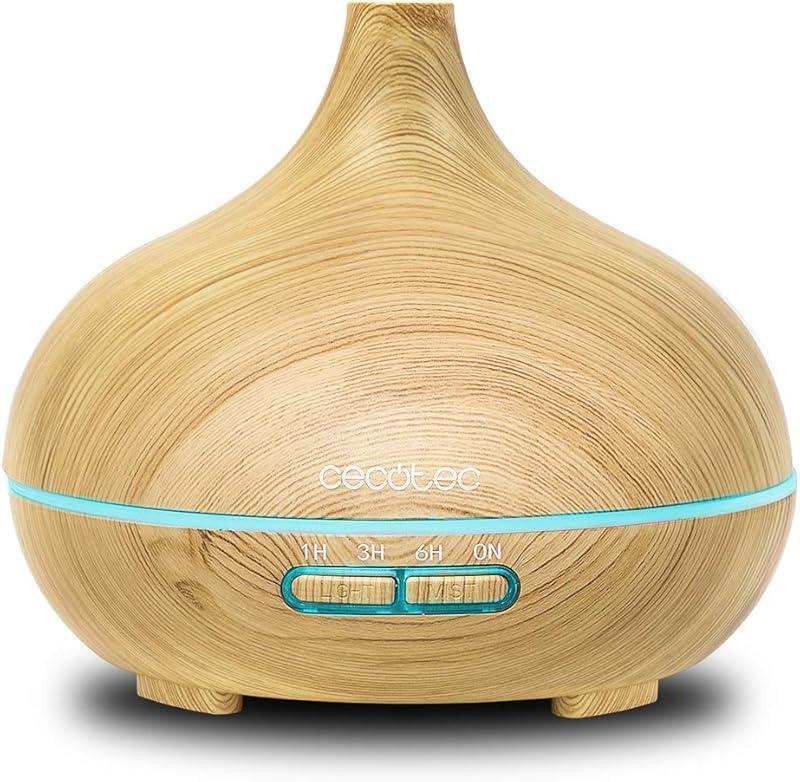 Cecotec Humidificateur Ultrasonique Pure Aroma 300 Yang. 300 ml, Diffuseur d’arôme, Minuterie 10 heures, 7 couleurs LED, Aromathérapie, Ultrasilencieux