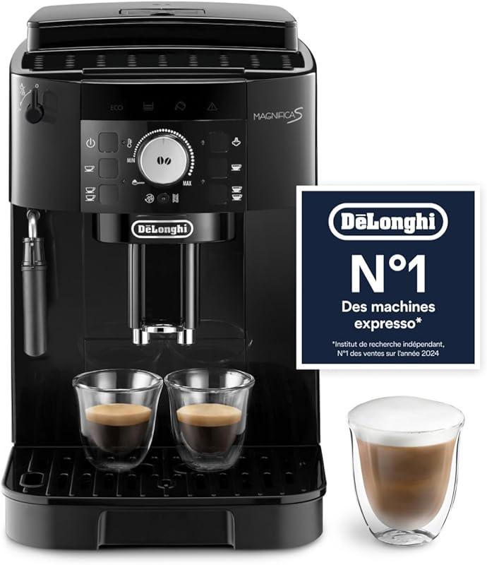De’Longhi Magnifica S - Perfetto Machine à Café Automatique avec Mousseur à Lait Manuel, Machine à Espresso et Cappuccino, Panneau de Commande avec Boutons, Noir (ECAM11.112.B)