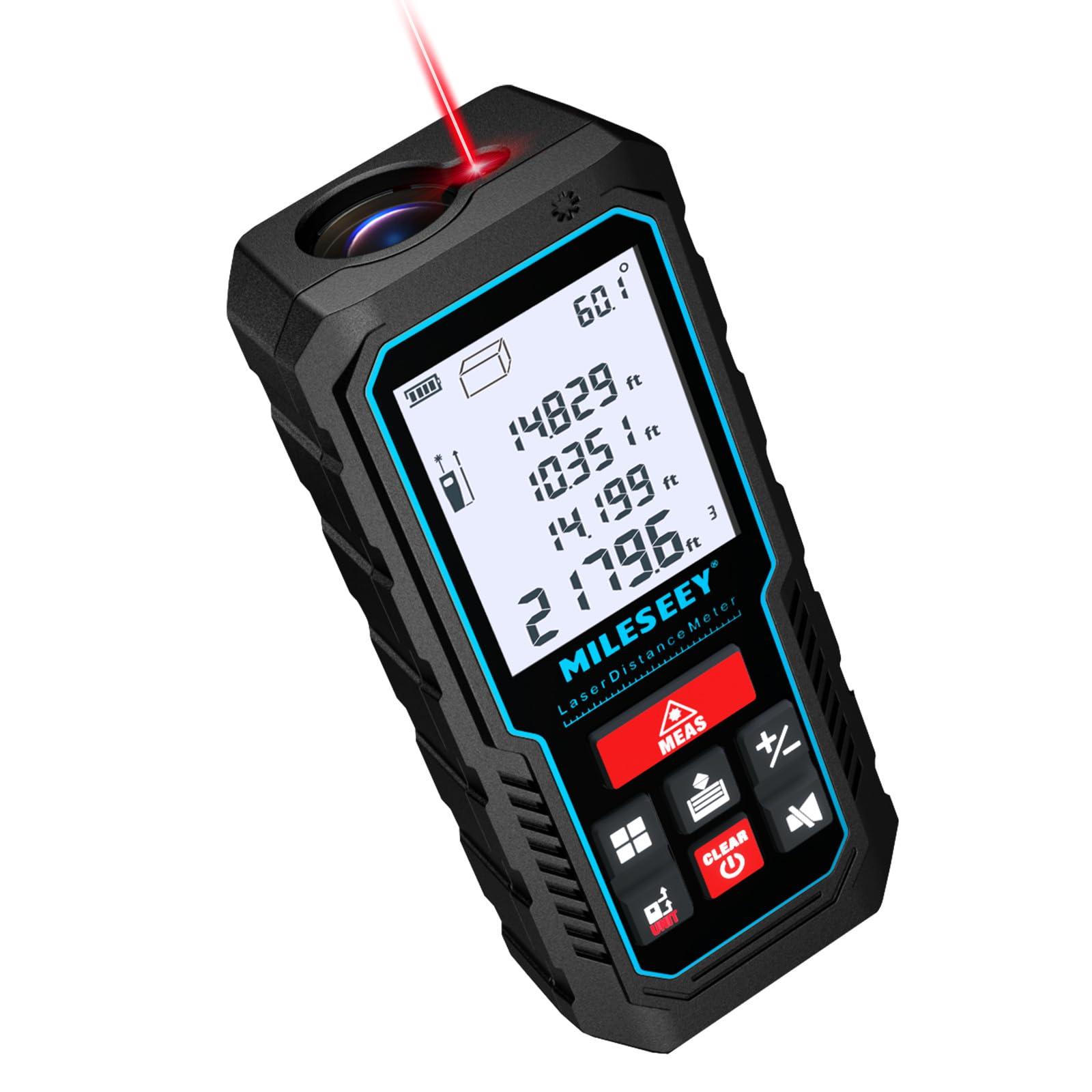 Telemetre Laser 70M, MiLESEEY Metre Laser avec Niveau Électronique Amélioré, Précision +/- 2 mm, Mesure de Distance Longueur/Hauteur/Surface, 2''LCD Rétroéclairage, Fonction Muet, Batterie Incluse 70M-Standard