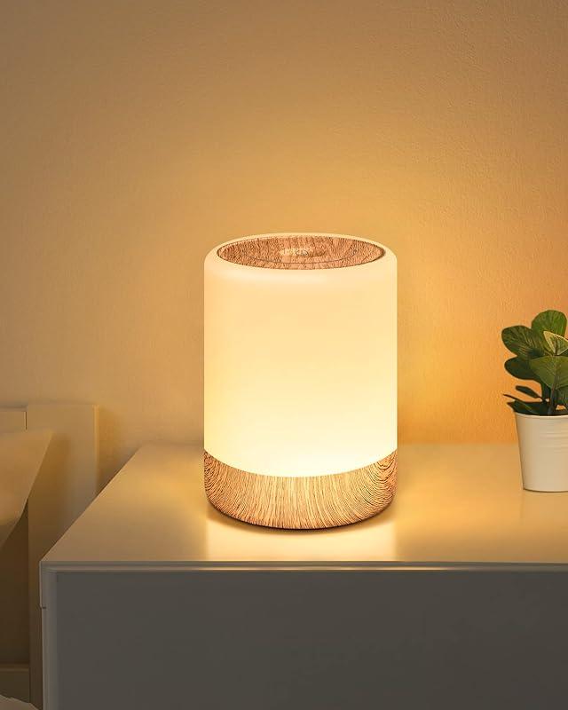 Lampe de Chevet de Table Tactile Dimmable, Avec 256 Couleurs RVB Changement de Couleur Chaud LED Veilleuse Enfant, 2200mAh USB Rechargeable à Piles Fonction Mémoire Pour Chambre Salon