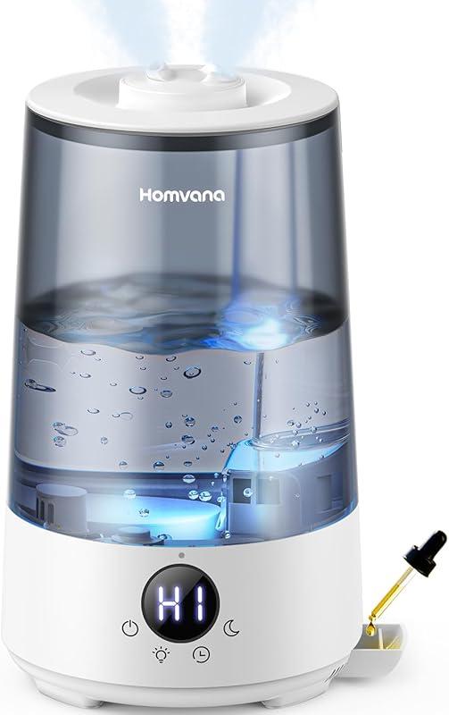 Homvana Humidificateur d'Air bébé, 3.6 L Cool Mist Top-Fill, 16dB Silencieux, 34H Durable Humidificateu Chambre, Plante, BPA Free Avec Plusieur Modes d'humidité, 7 Color Light, Diffuseur (Gris)