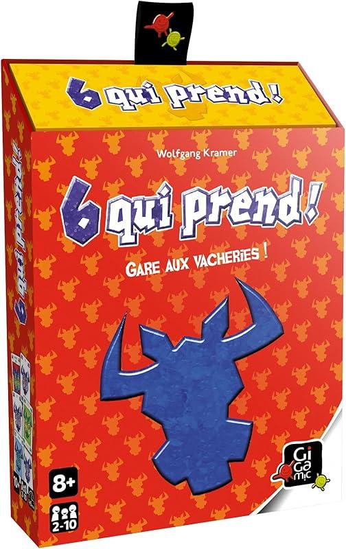 GIGAMIC - 6 Qui prend ! - Jeux de société - Jeux de cartes dès 8 ans - Jeu d'ambiance pour enfant, famille et amis - Évitez les têtes de bœuf - De 2 à 10 joueurs - 45 Min - Version Française - AMBSIXQ
