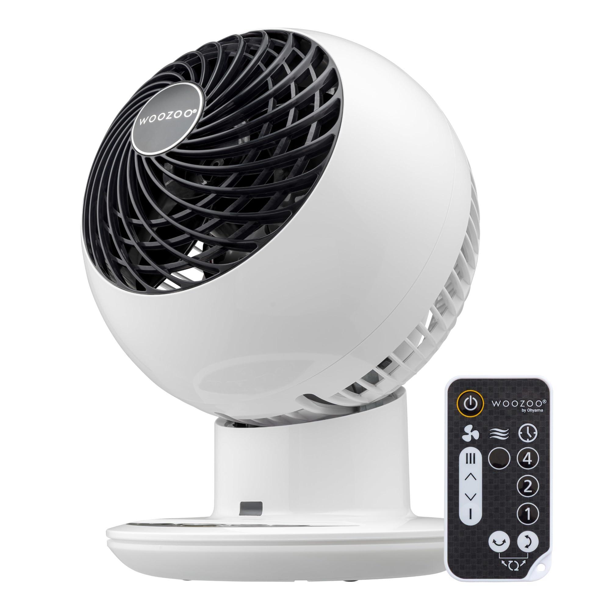 Iris Ohyama Woozoo, Ventilateur de Table, 30m², Blanc, 5 Vitesses, Télécommande, Silencieux, Oscillation Multidirectionnelle, pour Chambre, Salon, Circulateur d'Air, Petit, Puissant, PCF-SC15T Blanc/Noir 5 Vitesses