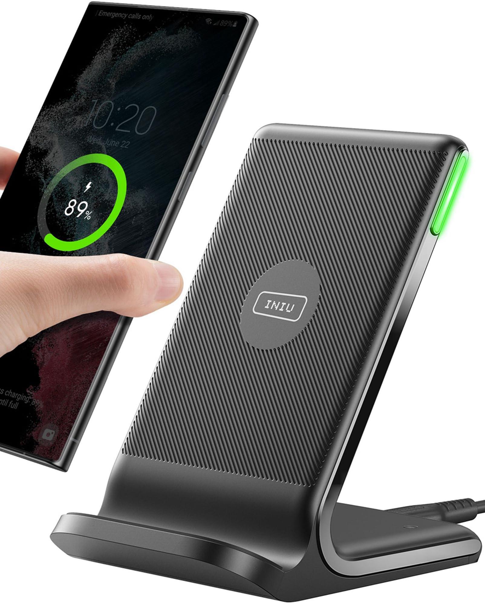 INIU Chargeur Induction 15W, Chargeur sans Fil à Charge Rapide, Wireless Charger Accessoire Bureau pour iPhone 17 16 Pro Max 15 Plus 14 13 12 11, Samsung, Google Pixel, etc. Lot de 1 Noir