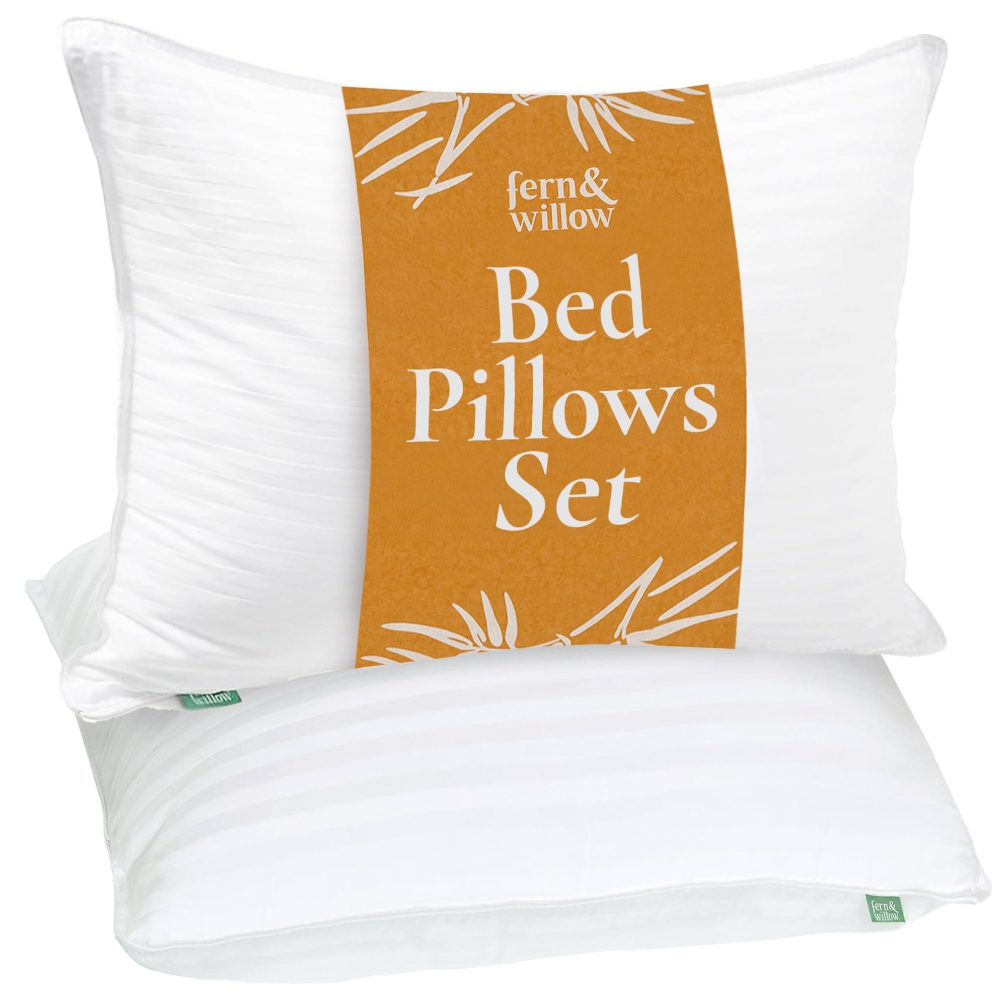 Fern and Willow Lot de 2 oreillers pour Grand lit avec Gel rafraîchissant en Peluche de Luxe pour Les Personnes Dormant sur Le Ventre, Le Dos et Le côté Queen (Pack of 2)