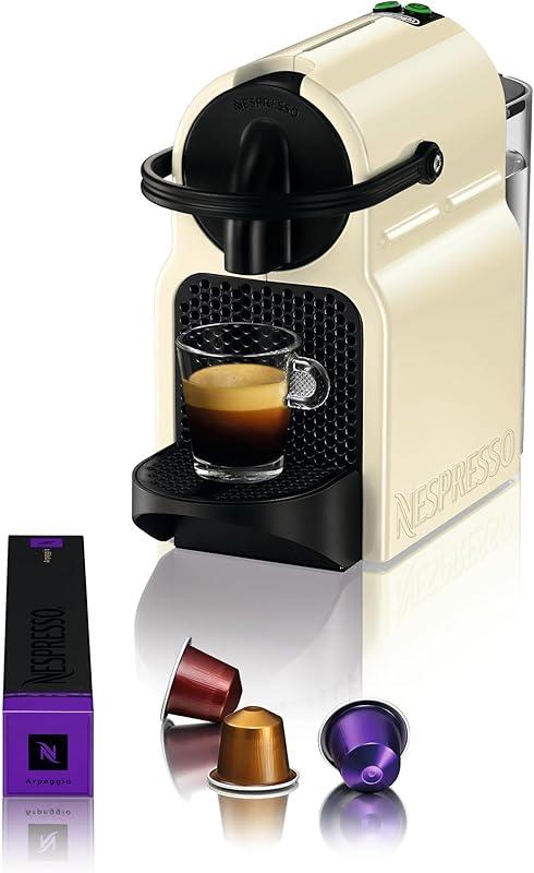 Nespresso De'Longhi Machine à Café Inissia Crème Vanille, 19 Bars + Kit de Bienvenue, Design Compact, Arrêt Automatique, EN80.CW