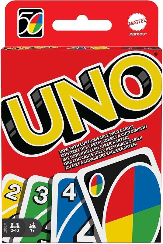 Mattel Games UNO Classique, Jeu De Cartes Familial pour Enfants Et Adultes, Jeu De Société pour Soirée Jeux en Famille Ou en Voyage, 2 À 10 Joueurs, Jouet pour Enfant de 7 Ans et Plus, W2087