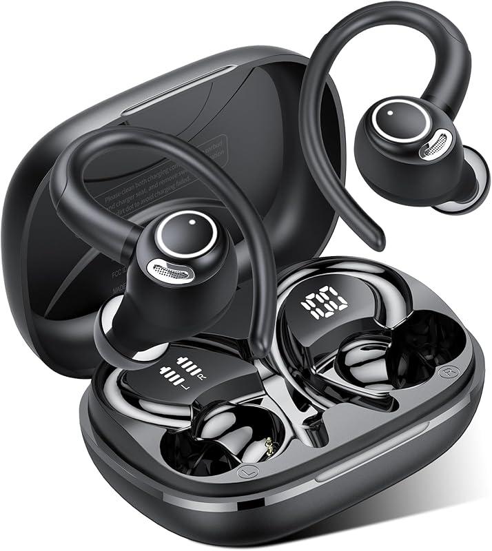 Ecouteurs Bluetooth sans Fil Sport, 2026 Headphones 5.4 HiFi Stéréo, Ecouteurs sans Fil avec ENC Mic, Ecouteur Pour Courir, IP7 Étanche Écouteur, 40H, Oreillette Sans Fil, Casque Écran LED, Noir