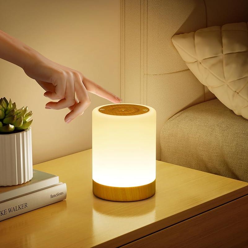 Lampe de Chevet Tactile Intensité Variable, 5 Modes & 256 Couleurs RVB Changement Veilleuse Bébé Enfants Adulte, Lampe d'allaitement LED Rechargeable USB, Lampe de table Sans Fil pour Chambre Ambiance