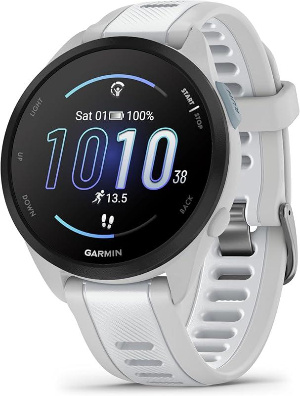 Garmin Forerunner 165, Music - Montre GPS connectée de Running avec écran AMOLED – Blanc/Gris Clair - Boîtier 43 mm