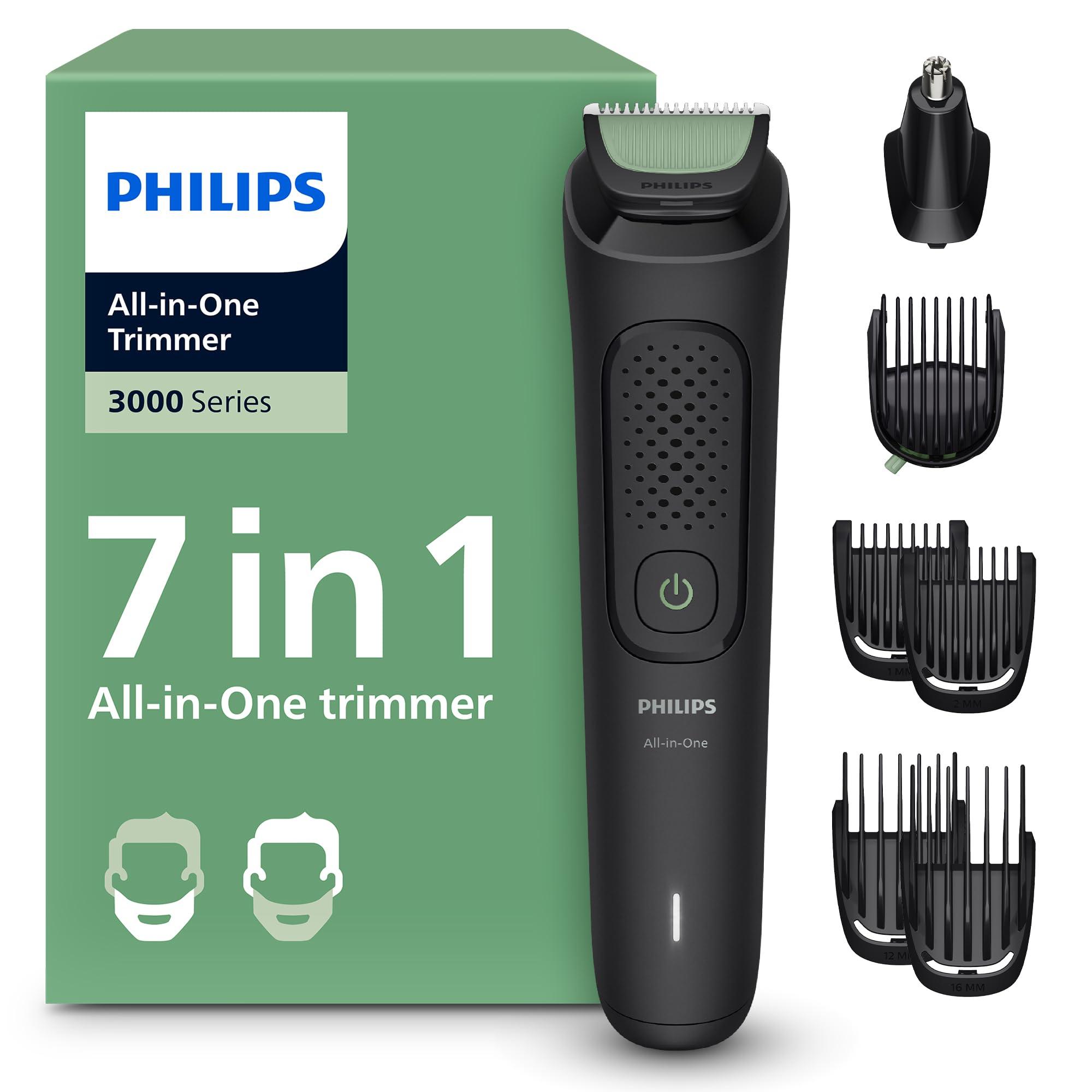 Philips Tondeuse tout-en-un Multigroom série 3000 7 accessoires - Tondeuse pour barbe et cheveux, Lames auto-affûtées respectueuses de la peau, 10 hauteurs de coupe, Modèle MG3930/15 [Nouveau] 7-in-1 MG3000, 10 réglages de longueur