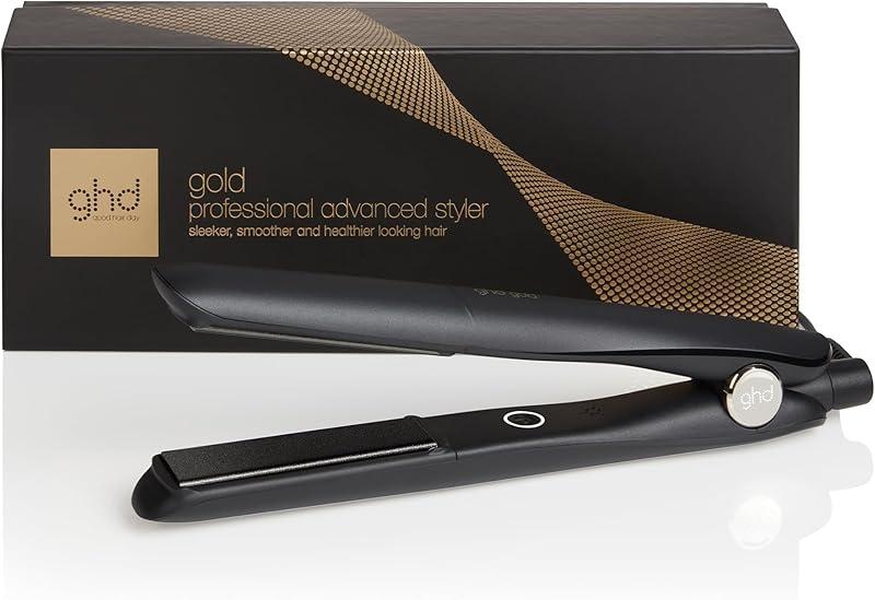 ghd - Lisseur cheveux ghd gold - Fer à lisser professionnel - Cheveux plus lisses, 65% plus brillants, sans chaleur extrême - Lisseur boucleur, design arrondi - Idéal tous types de cheveux