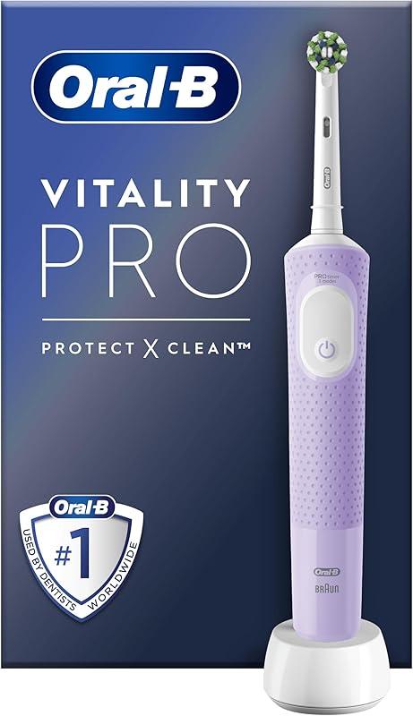 Oral-B Brosse à Dents Electriques Vitality Pro, avec Brossette de Rechange, Violette – 3 Modes de Brossage dont Sensibilité pour les Gencives, Minuteur Intégré, Chargeur