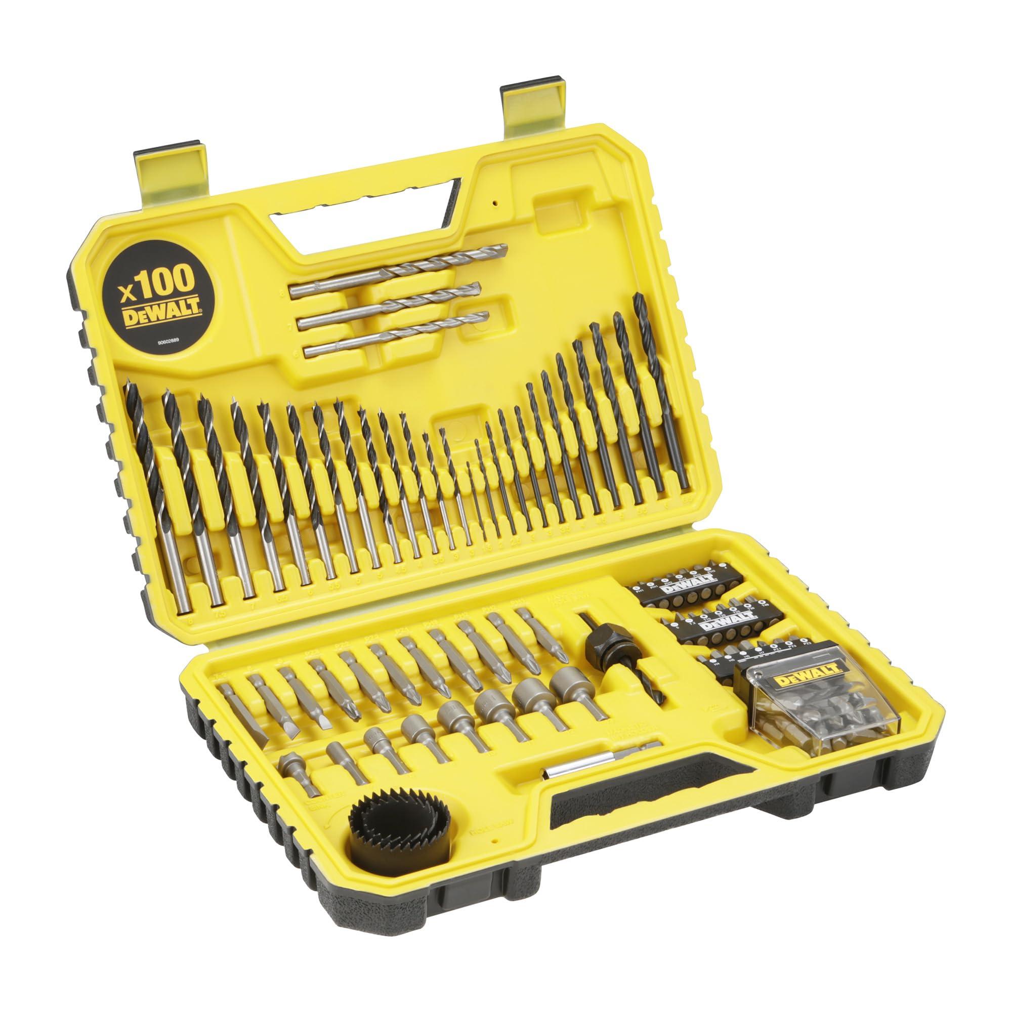 DEWALT - Coffret de 100 pièces de perçage et vissage haute performance - assortiment polyvalent pour perceuse et tournevis - coffret avec rangement, DT71563-QZ 1 Argent