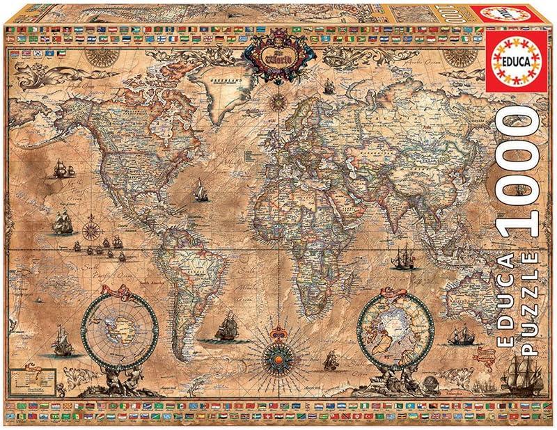 Educa - Puzzle Cartes du Monde Historiques | Puzzle 1000 pièces pour Adultes | À partir de 14 Ans (15159)