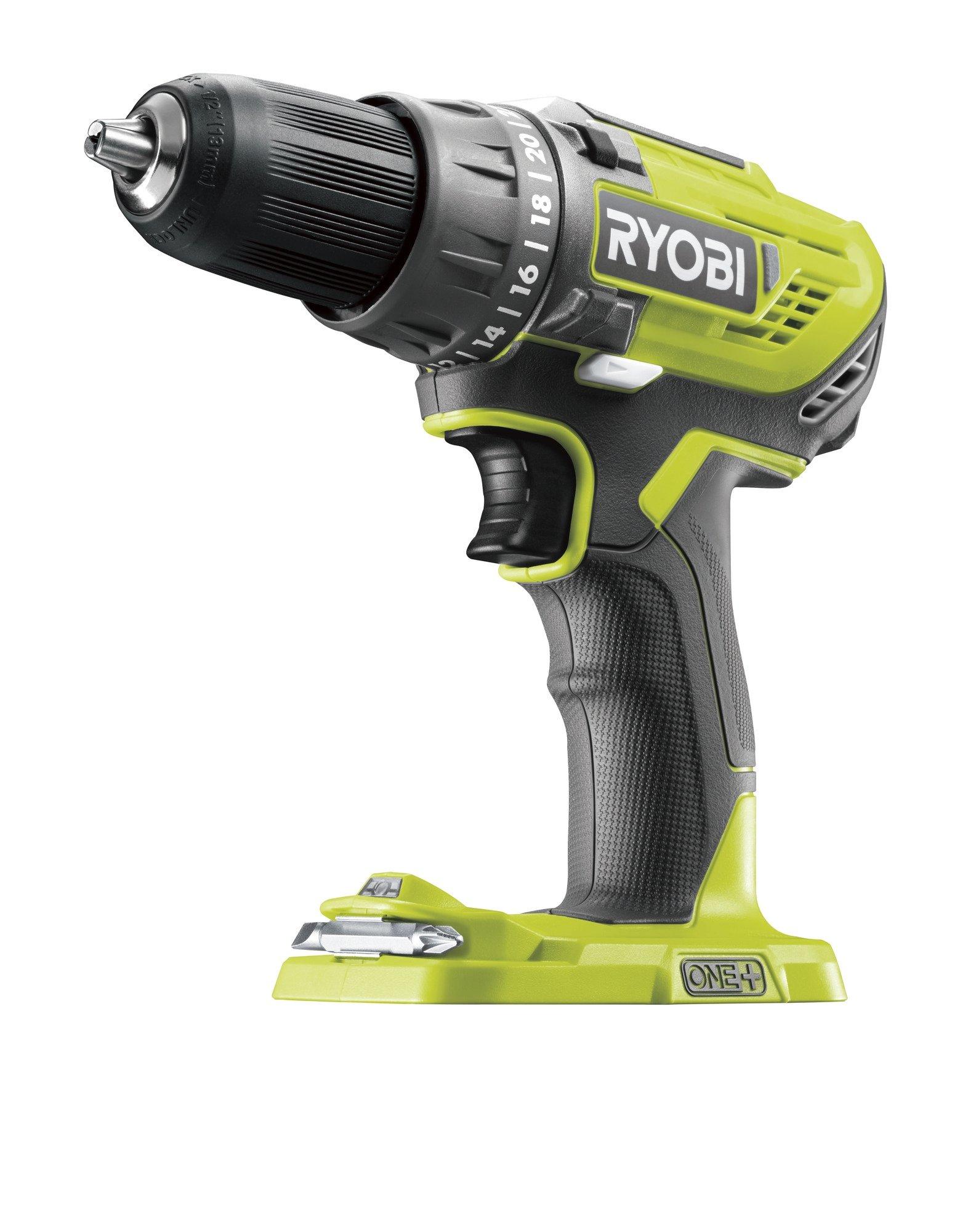 RYOBI - Perceuse Visseuse Sans Fil 18V ONE+ R18DD3-0 – Mandrin 13mm, 2 Vitesses, 24 Positions de Couple, Compacte – Batterie Non Incluse