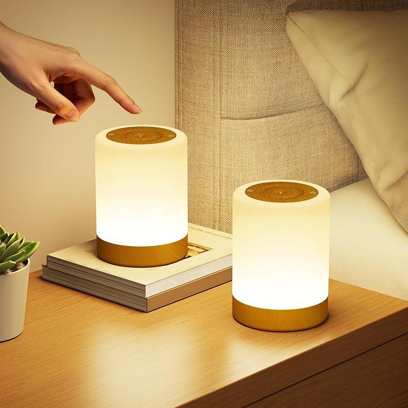 Lot de 2 Lampe de Chevet Tactile Intensité Variable, 5 Modes & 256 Couleurs RVB Changement Veilleuse Bébé Enfants Adulte, Lampe d'allaitement LED Rechargeable USB, Lampe de table Sans Fil pour Chambre