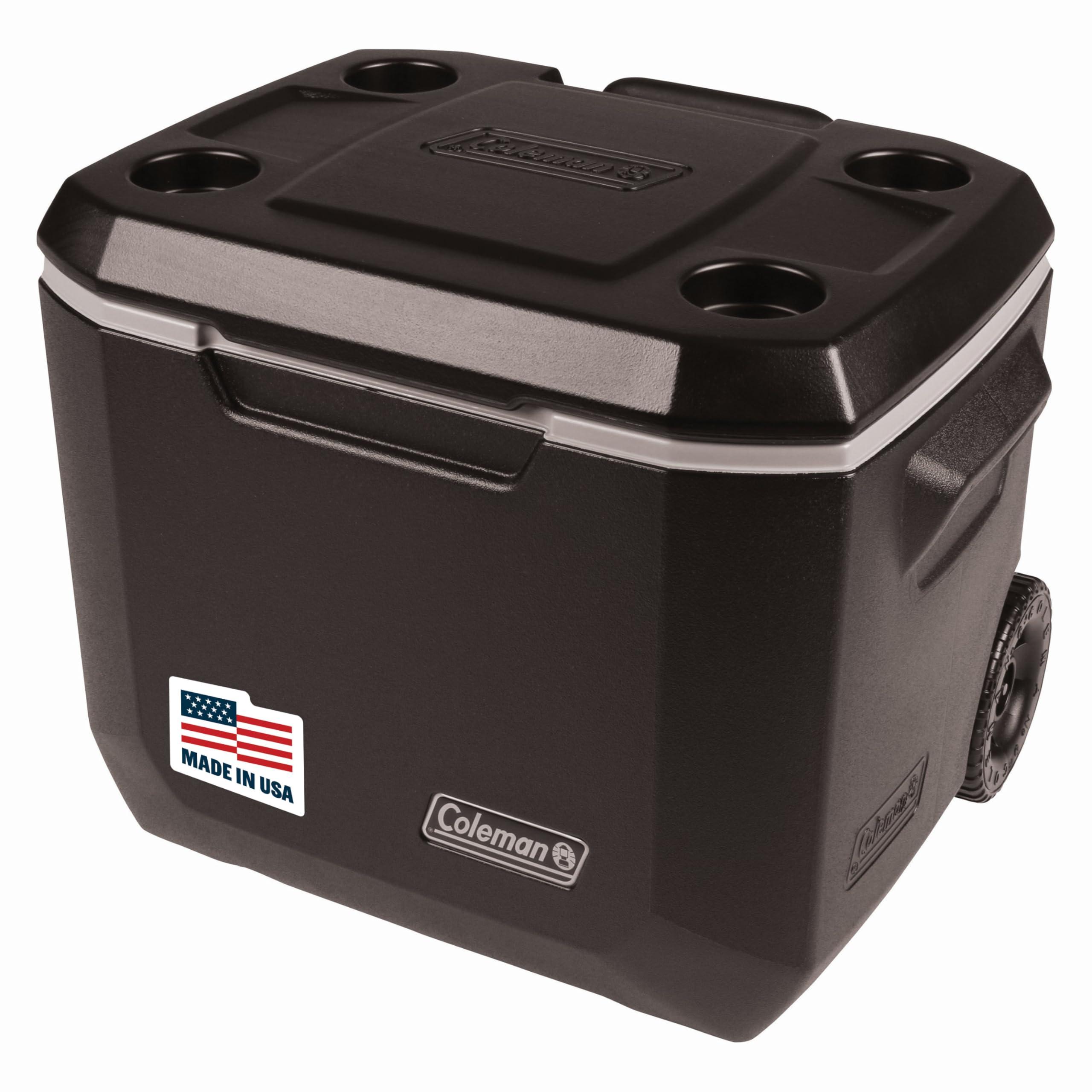 Coleman Glacière portable à roulettes Xtreme de 50 litres avec roues pour garder la glace jusqu'à 5 jours Noir Uni