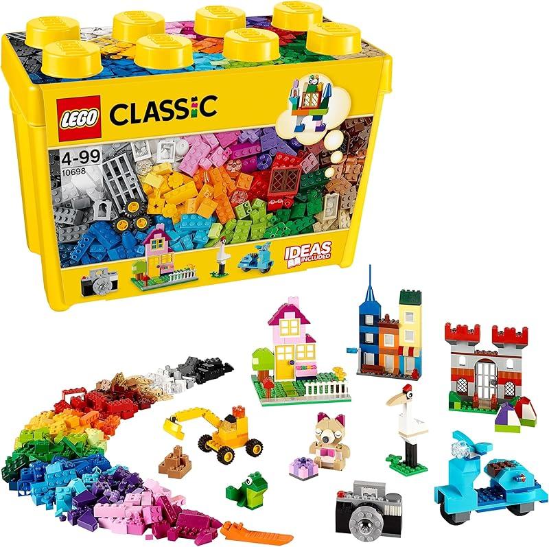 LEGO Classic La Boîte de Briques Créatives Deluxe - Jeu Créatif avec Espace de Rangement, Fenêtres, Roues & Plaques de Route - Loisirs Créatifs - Cadeau pour Garçon ou Fille dès 4 Ans 10698