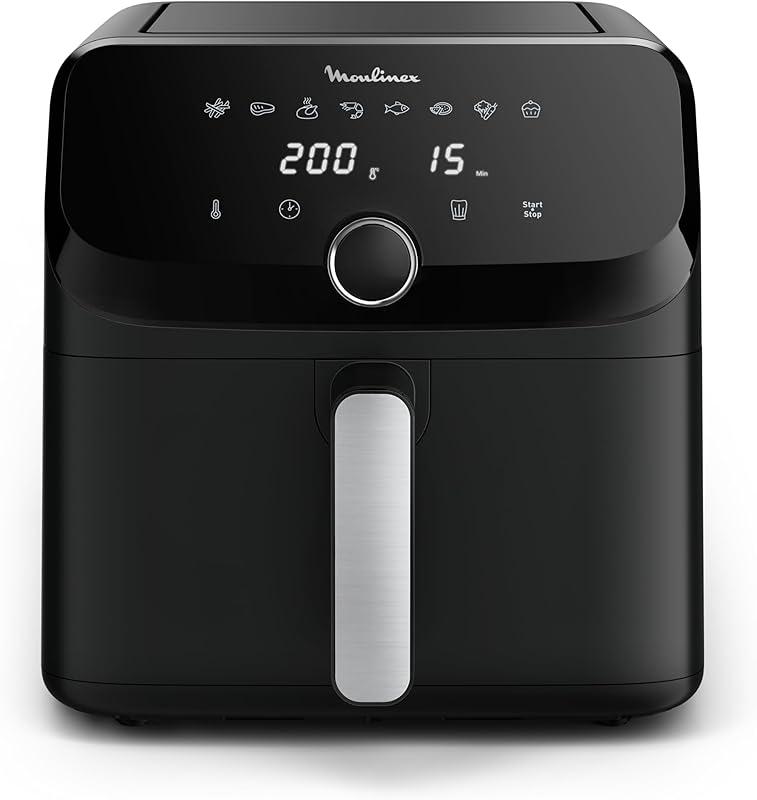 Moulinex Easy Fry Mega, air fryer compact, Mono tiroir 7.5 L, Jusqu’à 8 personnes, 8 programmes, noir EZ8558F0